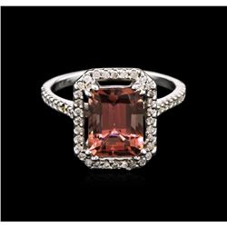 3.14ct Pink Tourmaline and Diamond Ring - 14KT White Gold