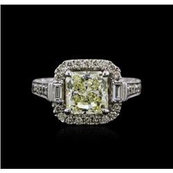 18KT White Gold 3.05ctw Fancy Yellow Diamond Ring