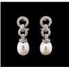 Image 1 : Pearl and Diamond Earrings - 14KT White Gold