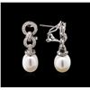 Image 2 : Pearl and Diamond Earrings - 14KT White Gold