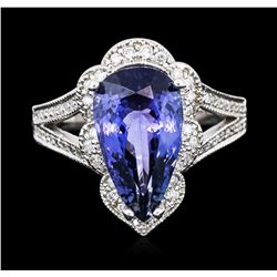 14KT White Gold 5.64ct Tanzanite and Diamond Ring