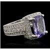 Image 2 : Platinum 3.88ct Tanzanite and Diamond Ring