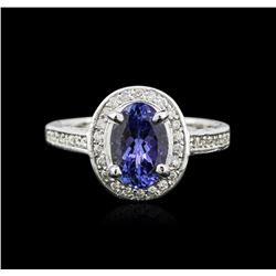 14KT White Gold 1.48ct Tanzanite and Diamond Ring