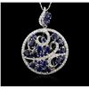 Image 2 : 14KT White Gold 10.17ctw Sapphire and Diamond Pendant With Chain