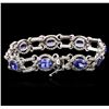 Image 2 : 14KT White Gold 10.80ctw Tanzanite and Diamond Bracelet