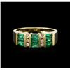 Image 1 : 14KT Yellow Gold 0.74ctw Emerald and Diamond Ring