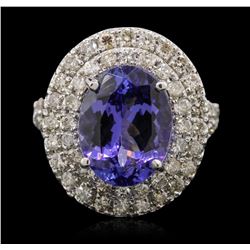 14KT White Gold 5.29ct Tanzanite and Diamond Ring