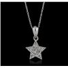 Image 1 : 14KT White Gold 0.10ctw Diamond Pendant With Chain