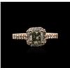 Image 1 : 14KT Rose Gold 1.42ctw Fancy Green Diamond Ring