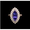 Image 1 : 3.11ct Tanzanite and Diamond Ring - 14KT Rose Gold