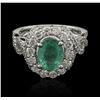 Image 1 : 2.18ct Emerald and Diamond Ring - 14KT White Gold