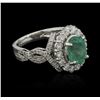 Image 2 : 2.18ct Emerald and Diamond Ring - 14KT White Gold