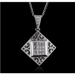 18KT White Gold 1.08ctw Diamond Pendant With Chain