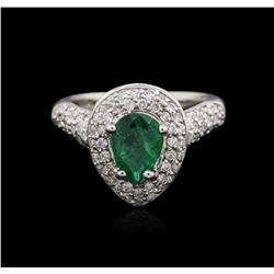 18KT White Gold 0.98ct Emerald and Diamond Ring