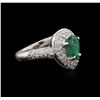 Image 2 : 18KT White Gold 0.98ct Emerald and Diamond Ring