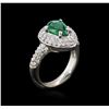 Image 3 : 18KT White Gold 0.98ct Emerald and Diamond Ring