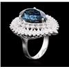 Image 3 : 14KT White Gold 14.73ct Topaz and Diamond Ring