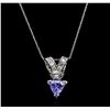Image 2 : 14KT White Gold 1.23ct Tanzanite and Diamond Pendant With Chain