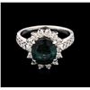 Image 1 : 2.69ct Green Tourmaline and Diamond Ring - 14KT White Gold