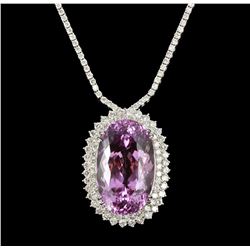 14KT White Gold 71.43ct Kunzite and Diamond Necklace