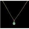 Image 2 : 2.73ct Emerald and Diamond Pendant With Chain - 14KT Yellow Gold