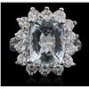 Image 1 : 14KT White Gold 3.96ct Aquamarine and Diamond Ring