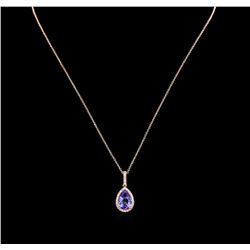 2.37ct Tanzanite and Diamond Pendant With Chain - 14KT Rose Gold