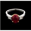 Image 1 : 2.48ct Ruby and Diamond Ring - 18KT Two-Tone Gold