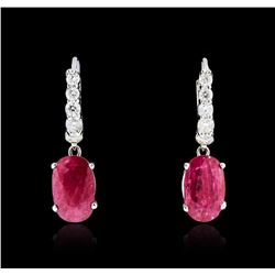 18KT White Gold 3.65ctw Ruby and Diamond Earrings