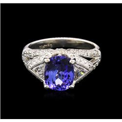 2.49ct Tanzanite and Diamond Ring - 18KT White Gold