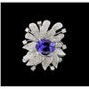 Image 1 : 5.16ct Tanzanite and Diamond Ring - 18KT White Gold