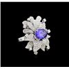 Image 2 : 5.16ct Tanzanite and Diamond Ring - 18KT White Gold