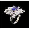 Image 3 : 5.16ct Tanzanite and Diamond Ring - 18KT White Gold