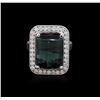 Image 1 : 14KT White Gold 11.30ct Tourmaline and Diamond Ring
