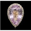 Image 1 : 14KT Yellow Gold 38.02ct GIA Certified Kunzite and Diamond Ring