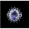 Image 1 : 14KT White Gold 3.37ct Tanzanite, Sapphire and Diamond Ring