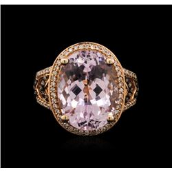 14KT Yellow Gold 12.35ct Kunzite and Diamond Ring