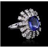 Image 2 : 14KT White Gold 4.46ct Tanzanite and Diamond Ring