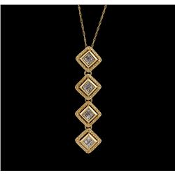 14KT Yellow Gold 0.60ctw Diamond Pendant With Chain