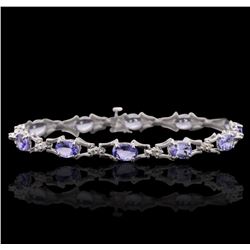 14KT White Gold 5.55ctw Tanzanite and Diamond Bracelet