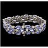 Image 2 : 14KT White Gold 31.20ctw Tanzanite and Diamond Bracelet