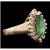 Image 2 : 14KT Rose Gold 1.59ct Emerald and Diamond Ring