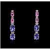 14KT White Gold 7.60ctw Tanzanite, Sapphire and Diamond Earrings
