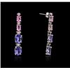 Image 2 : 14KT White Gold 7.60ctw Tanzanite, Sapphire and Diamond Earrings