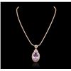 14KT Rose Gold 32.47ct GIA Certified Kunzite and Diamond Pendant With Chain