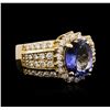 Image 2 : 14KT Yellow Gold 3.29ct Tanzanite and Diamond Ring