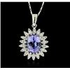 14KT White Gold 3.14ct Tanzanite and Diamond Pendant With Chain
