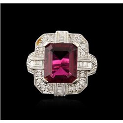 14KT White Gold GIA Certified 6.65ct Tourmaline and Diamond Ring