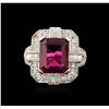 Image 1 : 14KT White Gold GIA Certified 6.65ct Tourmaline and Diamond Ring