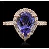 Image 1 : 14KT Rose Gold 2.77ct Tanzanite and Diamond Ring